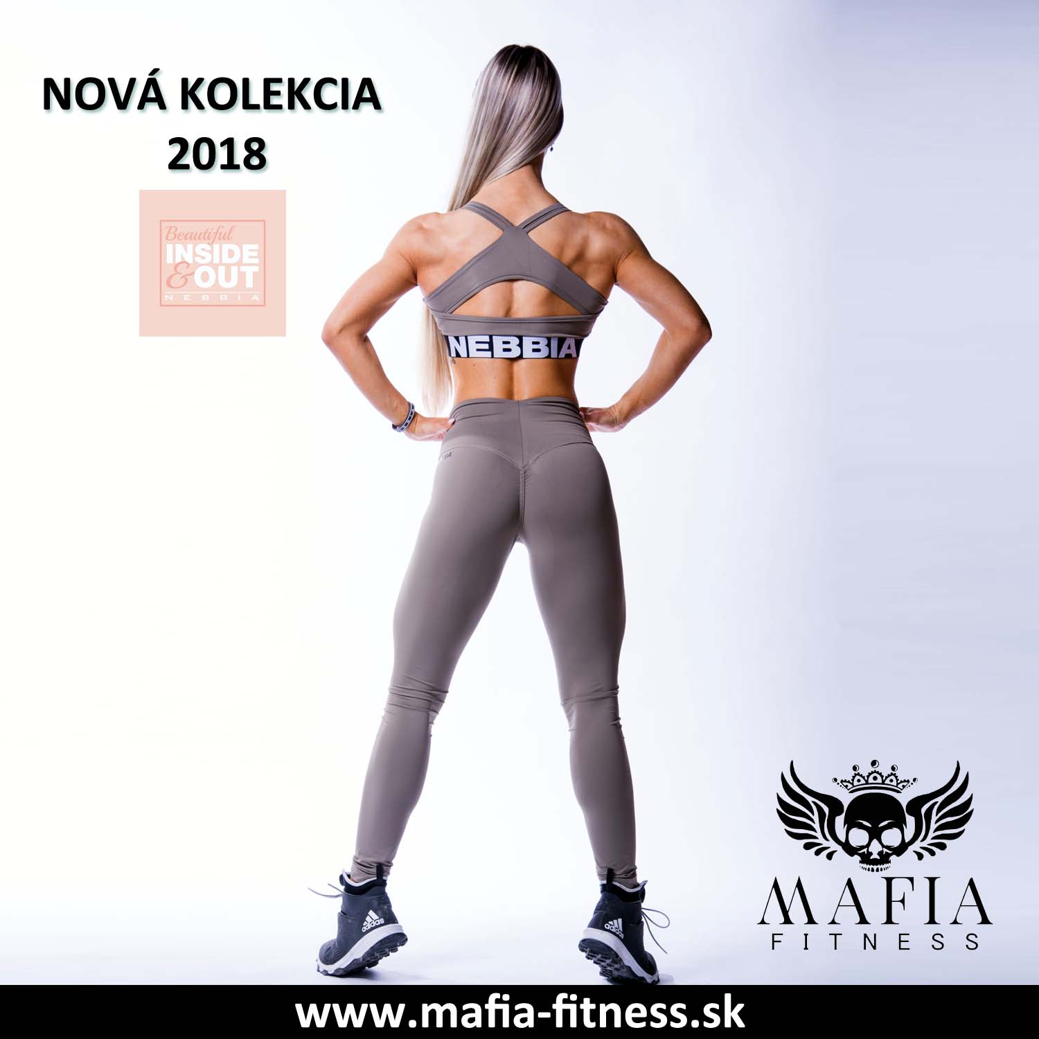 NEBBIA HIGH WAIST SCRUNCH BUTT LEGINY 604 MOCHA 04 MAFIA FITNESS